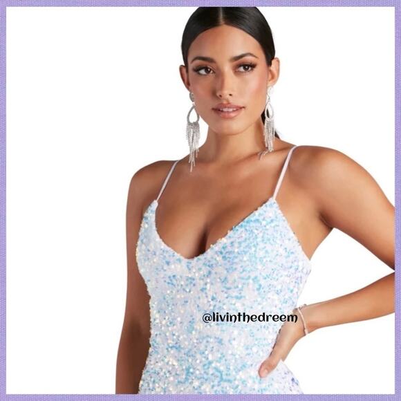 Windsor Store Angie Iridescent Sequin Dress SZ L $69 - Picture 3 of 14